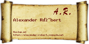 Alexander Róbert névjegykártya
